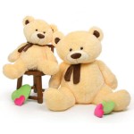 Cream 5 Feet Big Teddy Bear with Muffler
